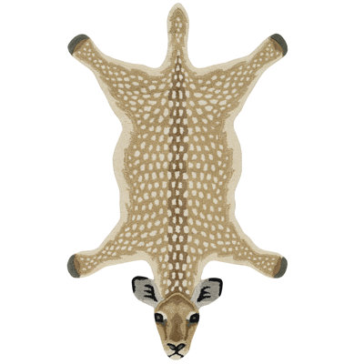 Harjo Antelope Shaped Beige And Brown  Accent Rug