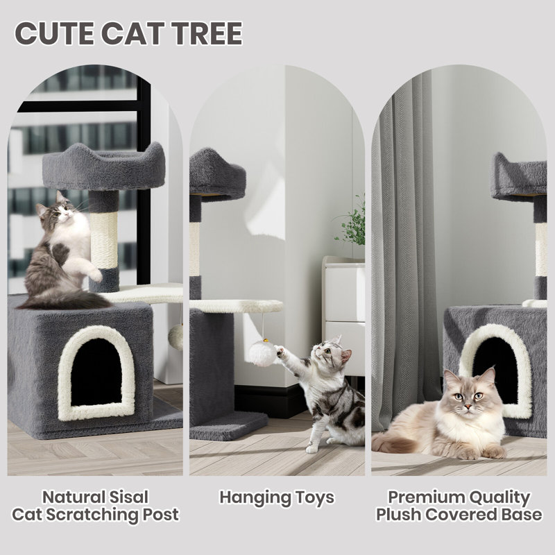 Amadahy 70cm H Cat Tree, Dark Grey