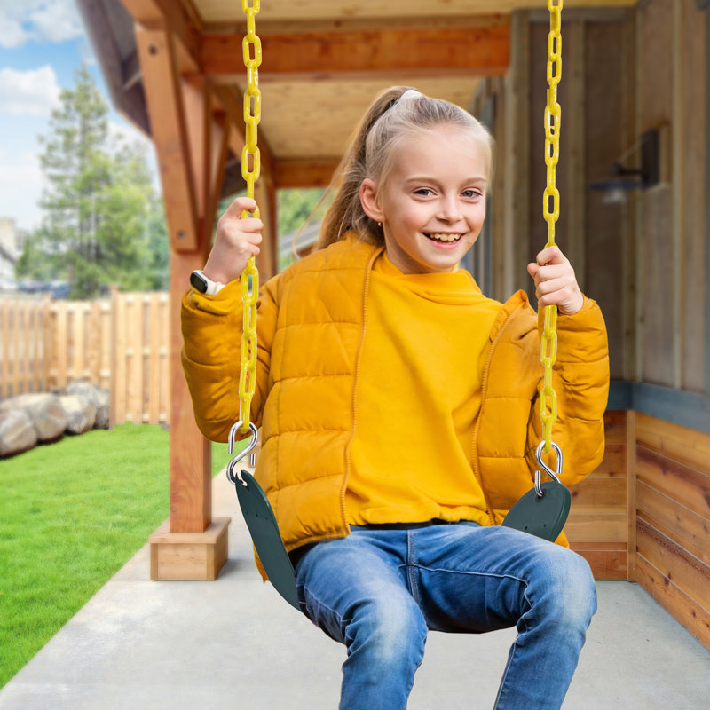 Siège de balançoire robuste Sorbus, vert, chaîne résistante à la rouille de 68 pouces - âge 1-3 ans, remplacement des accessoires de jeu de jeu avec support à crochets à pression 220 lb pour les enfants