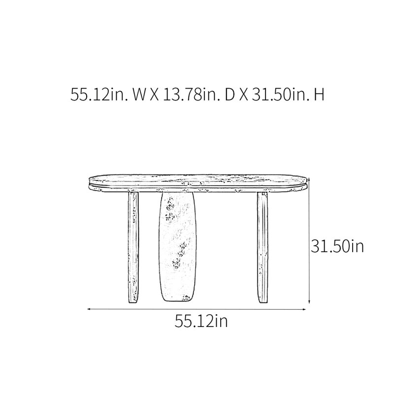 Console Retro Minimalist Art, H 31,5 po x l 55,12 po x P 13,78 po