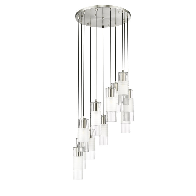 Lustre en grappe à 11 lumières Preisler, Nickel brossé