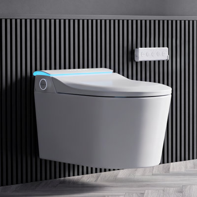 Toilette intelligente murale, ouverture automatique du couvercle, aucune limite de pression d'eau, drain mural, bidet tout-en-un avec désodorisation d'aromathérapie pour un usage domestique