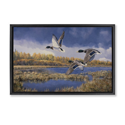 Ducks Heading South Framed Floater Canvas by Andrew Kiss