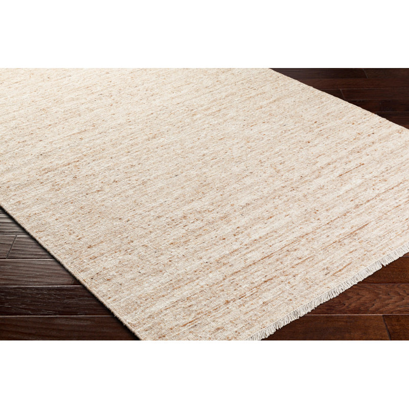 Wool Area Rug in Cream, Rectangle 9' x 12'