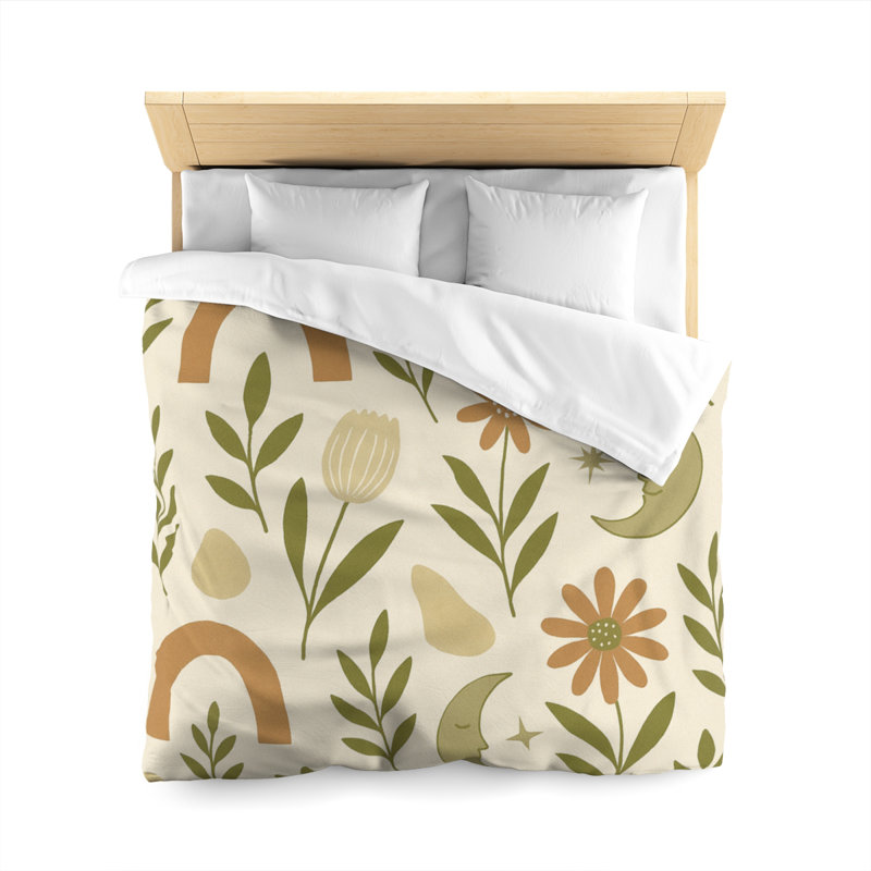 Microfiber Duvet Cover Boho Style, Design 54, Queen Duvet Cover, White