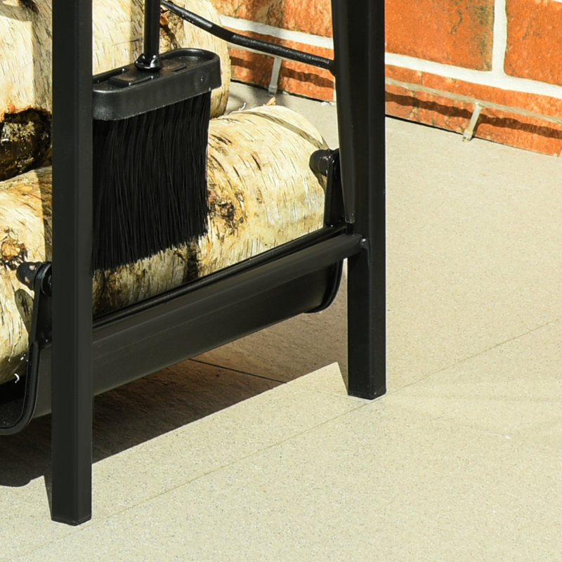 2 supports à bois de chauffage avec outils modifiables - noir, intérieur et extérieur
