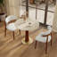 Table de salle à manger ronde Modern, table en pierre grotte 33,5 po avec pieds en bois et base dorée, table de cuisine pour 2 personnes pour un petit espace, capacité de poids de 150 lb