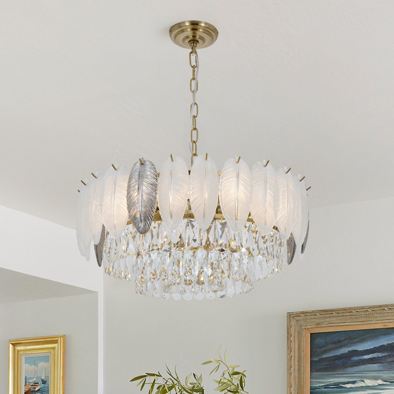 Modern 8-lights Tiered Dimmable Crystal Chandelier