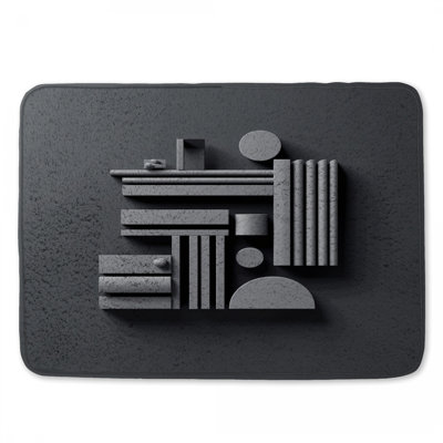 Gray Geometric Shapes Bath Mat