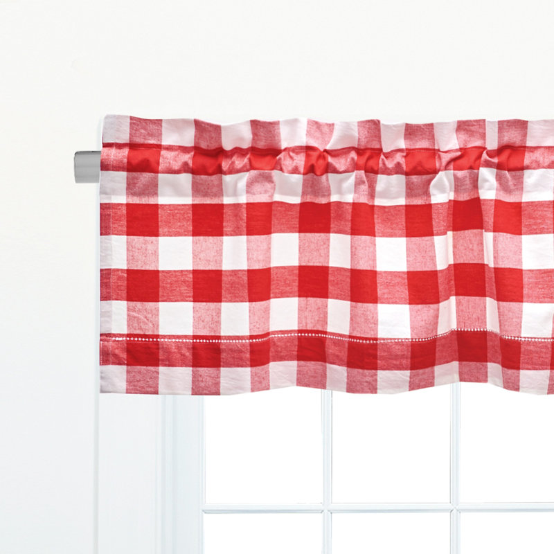 Bania Franklin Cornflower Cotton Valance Window Treatment, Red