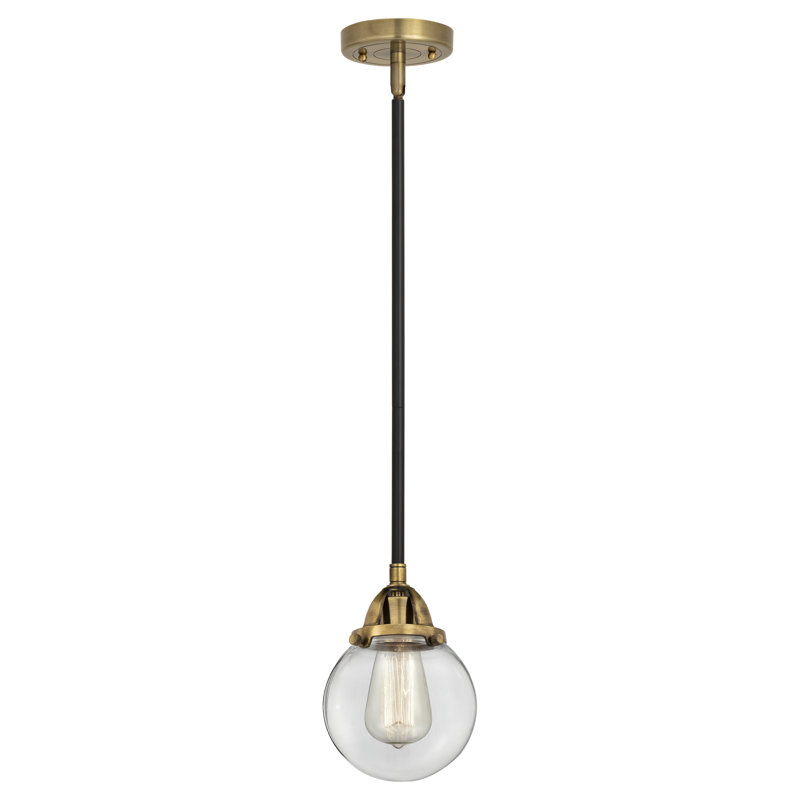 Luminaire suspendu sphère 1 lumière Lorri, Laiton antique noir, Clair, Ampoule non incluse