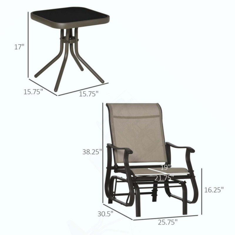 Chairs Set,Outdoor Gliding Chairs Set Durable Compact For Patio, Bistro Tea Time,For Families, Gray