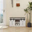 Banc de rangement élégant pour chaussures avec portes coulissantes et siège amovible - Rangement blanc pour plusieurs pièces