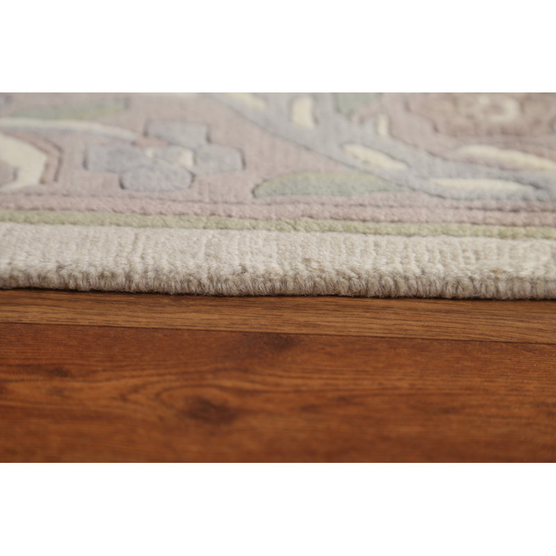 Tapis gris / beige / ivoire / vert en laine noué à la main de conception unique 5 pi 3 po x 8 pi 1 po