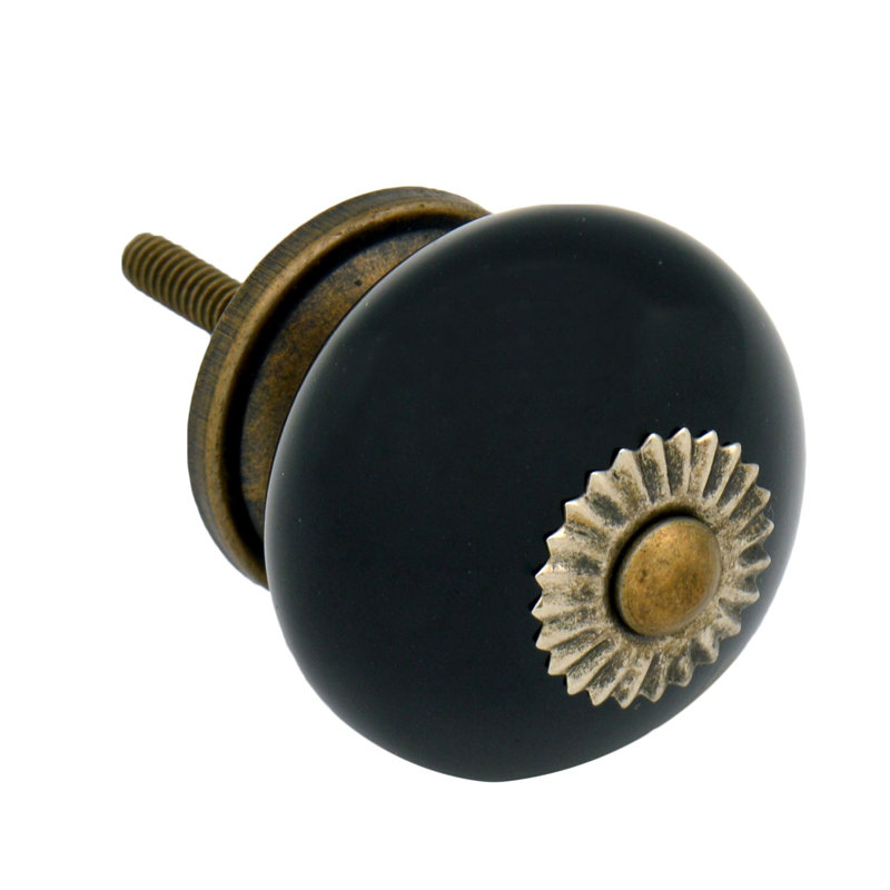 Nicola Spring - Round Ceramic Cabinet Knobs, Black