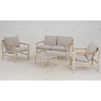 EVERITE Outdoor 4 Pieces Conversation Set,Beige