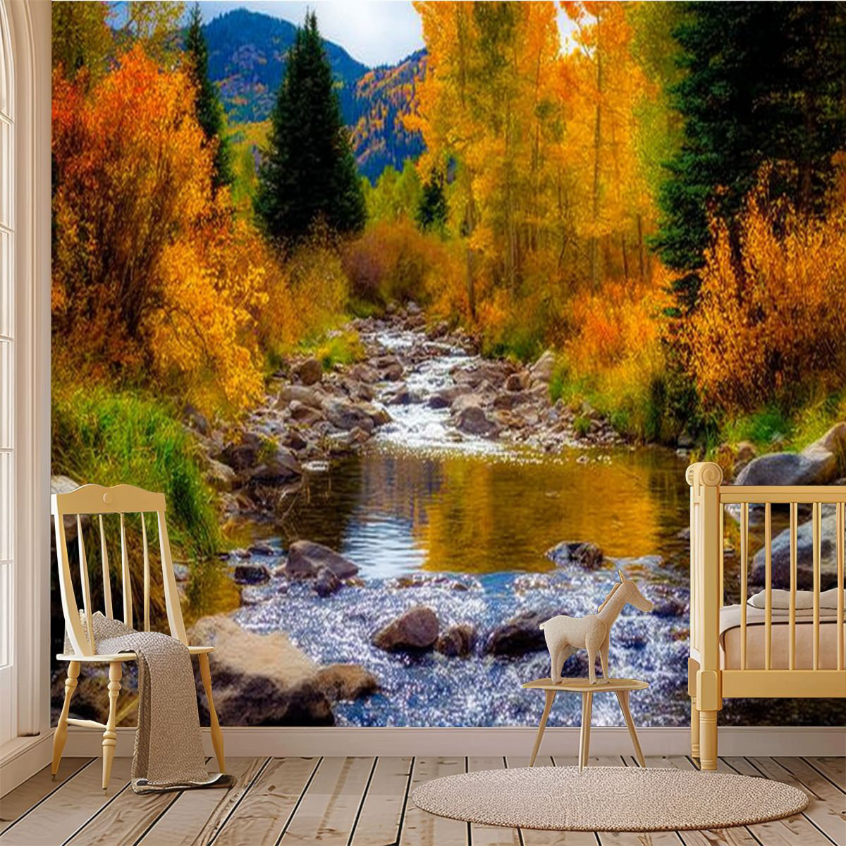 Millwood Pines Peel and Stick Wallpaper Wall Mural Small Stream fall ...