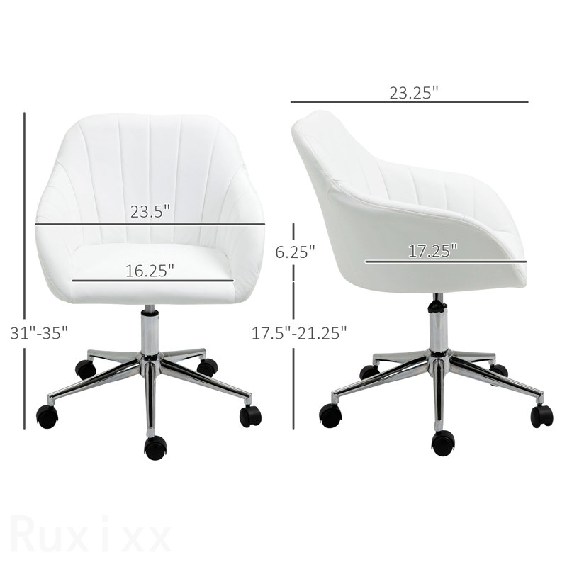 Faux Leather Office Chair, Adjustable Swivel Design For Home Office, Sleek Modern Look & Comfy Seating