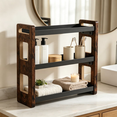 Bathroom Organizers and Storage, 3-Tier Wood Bathroom Counter Shelf, Vanity Organizer for Sink Countertop, Perfume Display Rack for Vanity Storage and Kitchen Cabinet Organization