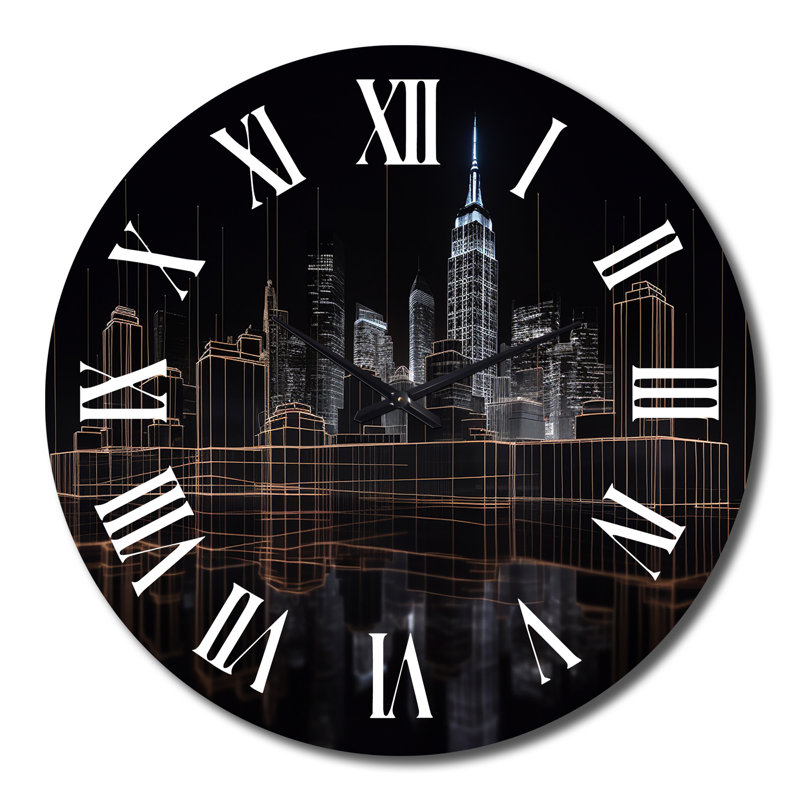 Horloge murale 3D Cityscape New York, Grand