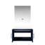 30 po L x P 22 po. Meuble-lavabo bleu marine avec comptoir en quartz blanc et miroir à DEL-27281883