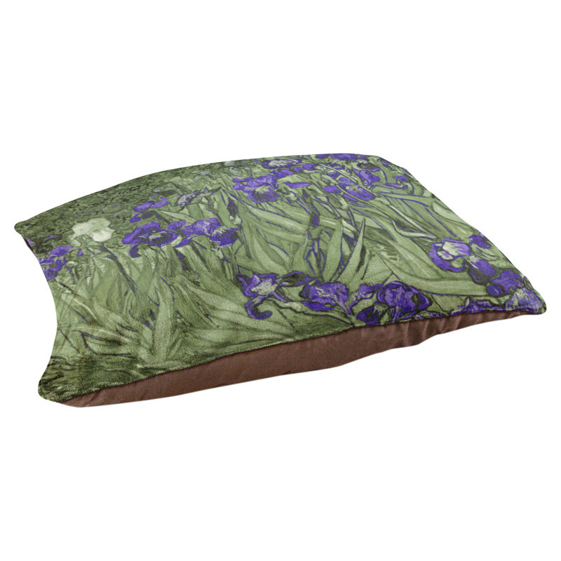 Coussin stylisé irises Burk, L 32,5 po x l 42,5 po, Vert / mauve / brun foncé