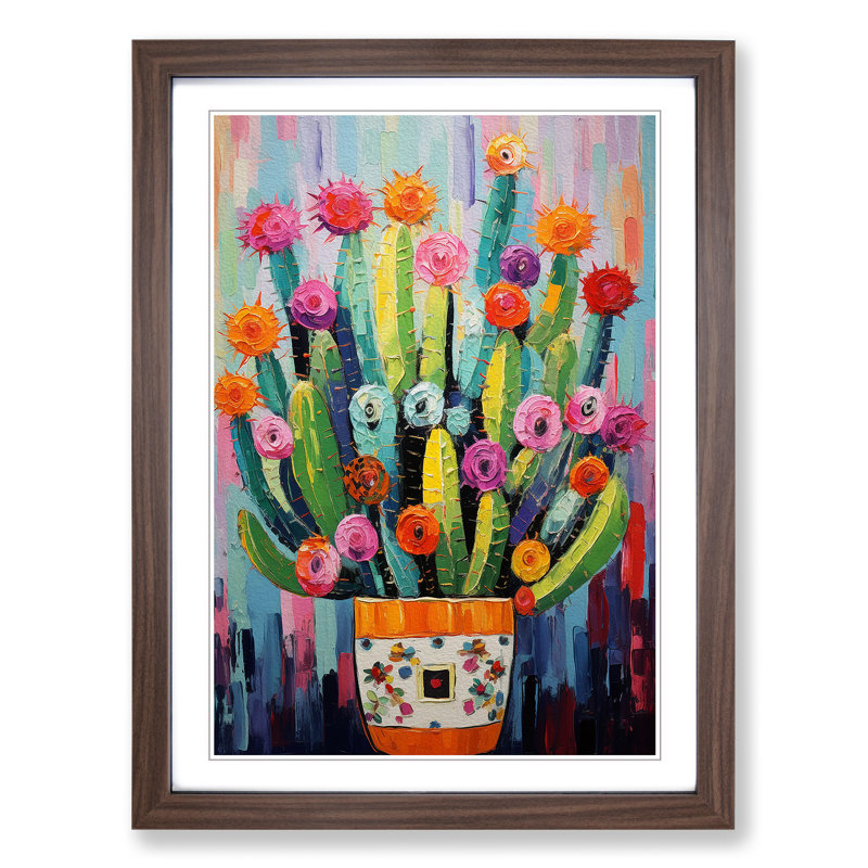 Cactus Expressionism - Framed Print, Walnut Framed, 64cm H x 46cm W x 2cm D
