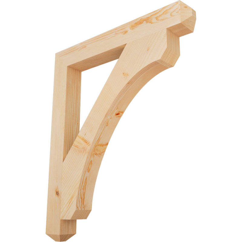 H Wood Bracket/Corbel, 38" H x 3.5" W x 32" D, Douglas Fir (Smooth)
