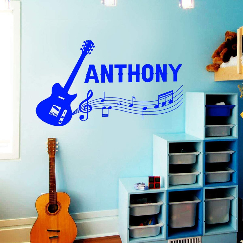 Adhésif décoratif guitare personnalisée, H 13 po x l 22 po, Bleu