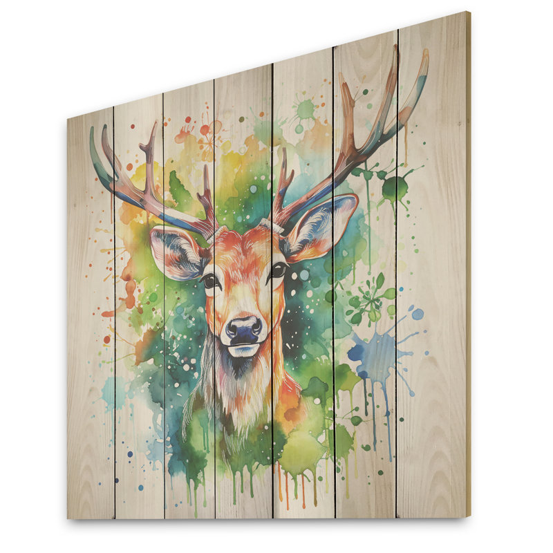 Majestic Forest Deer - Animal cerf sur bois, H 15 po x l 15 po