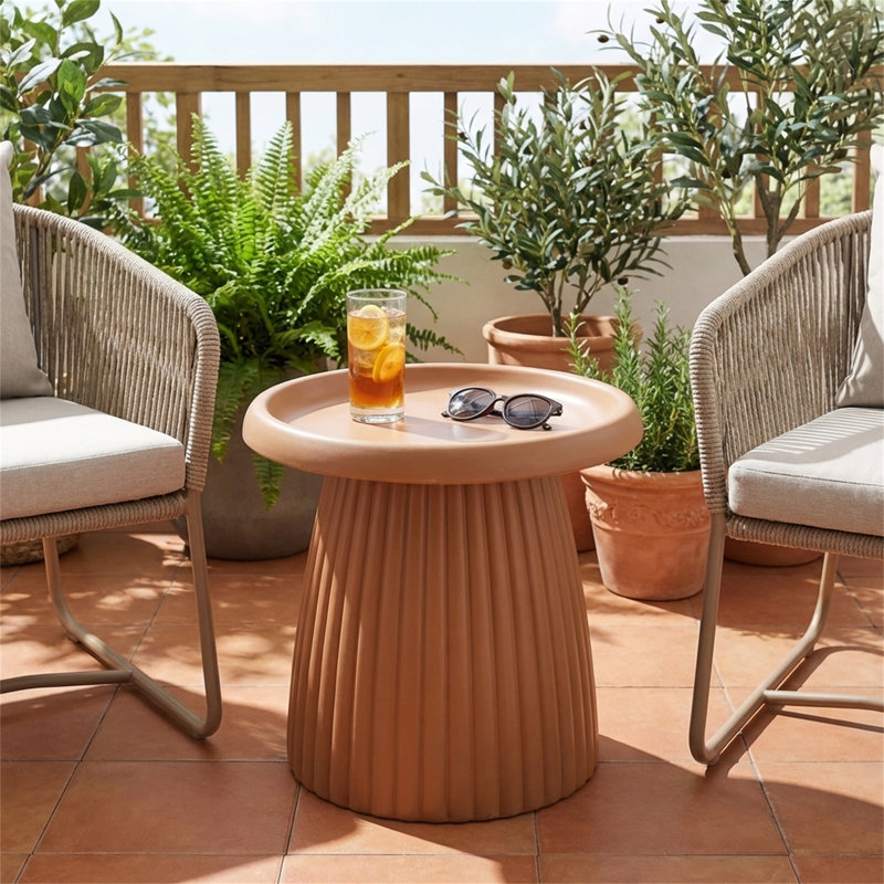 Table d'appoint ronde 19,69 po de diamètre, Café clair, H 17,91 po x L 19,69 po x l 19,69 po