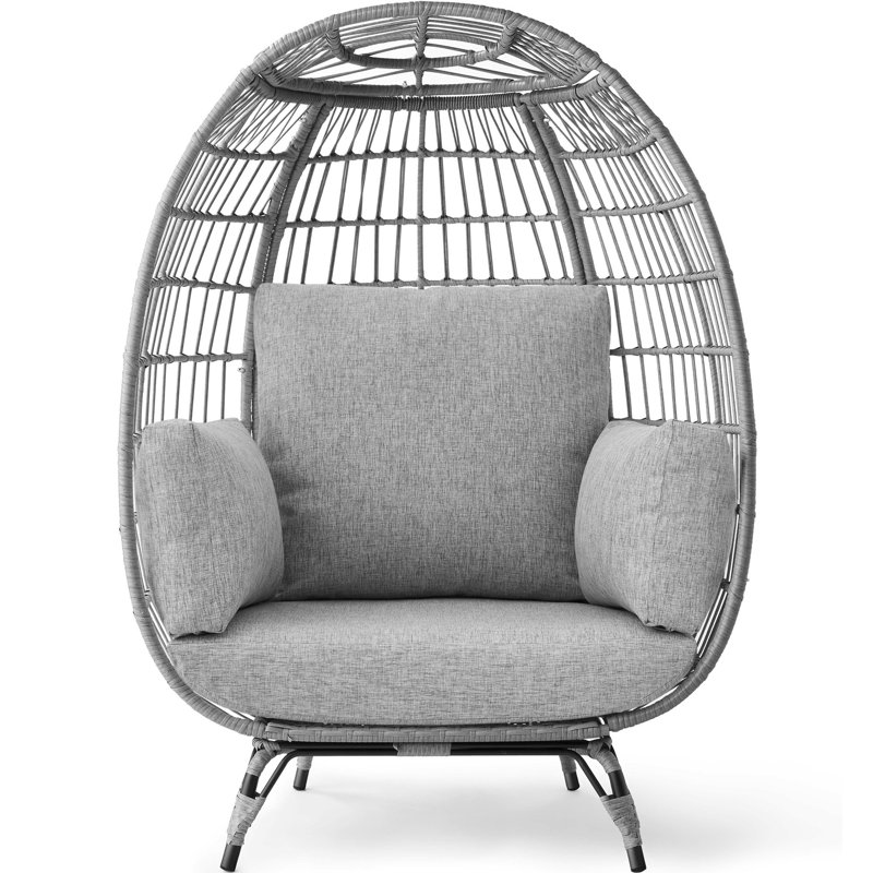 Wicker Outdoor Lounge Chair, Gray, Gray