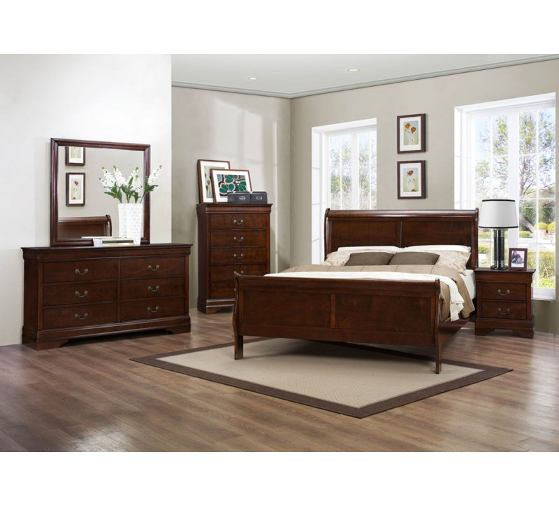 Table de chevet 2 tiroirs Hemmer, Cerisier foncé