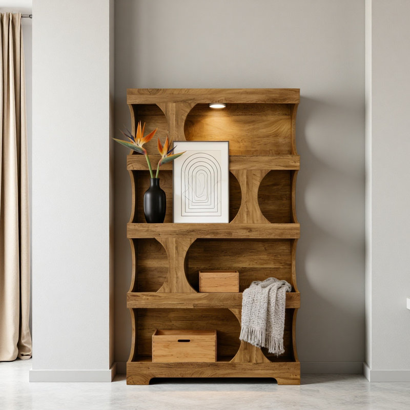 Generous Display Shelves,Contemporary Bookshelf,Freestanding Bookcase, Brown