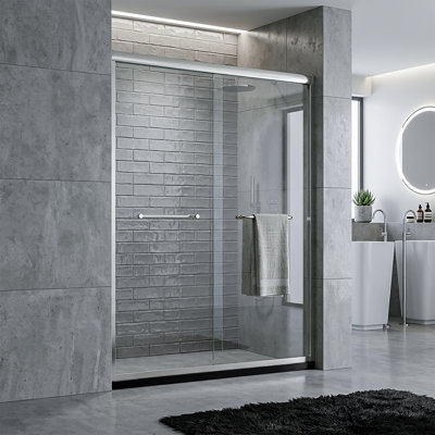 Porte de douche coulissante en chrome clair l 48 po x H 72 po