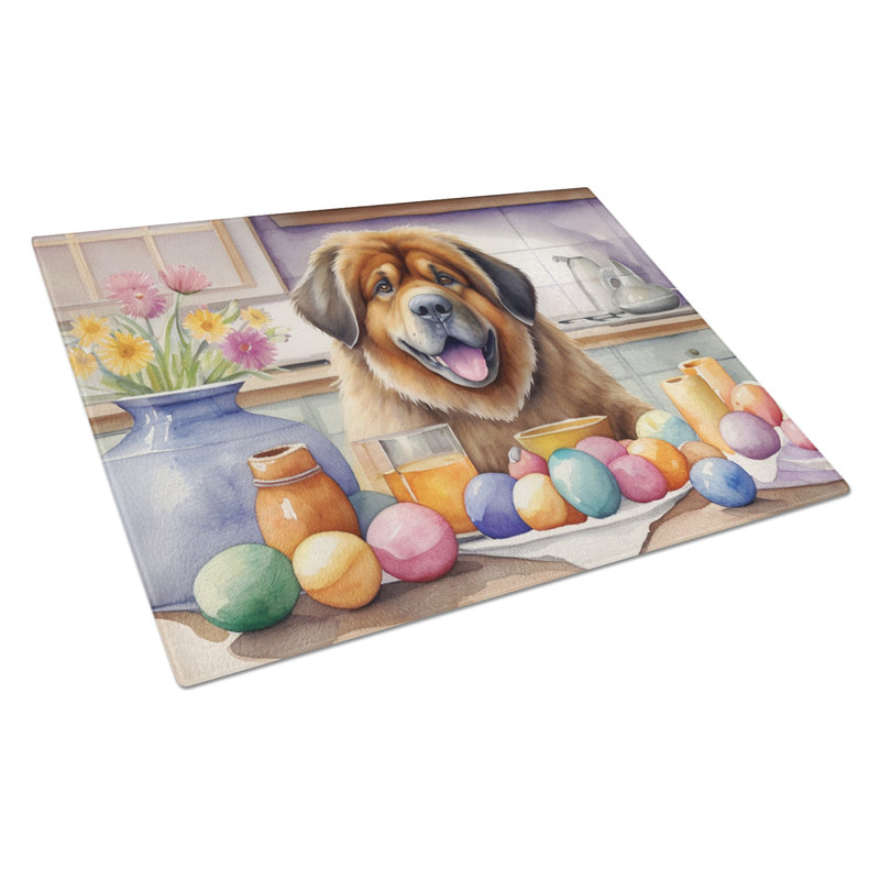Décoration de planche à découper en verre de dogue du Tibet