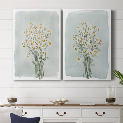 Bouquet de camomille I - Toile tendue avec châssis de qualité supérieure - Prêt à être accroché
