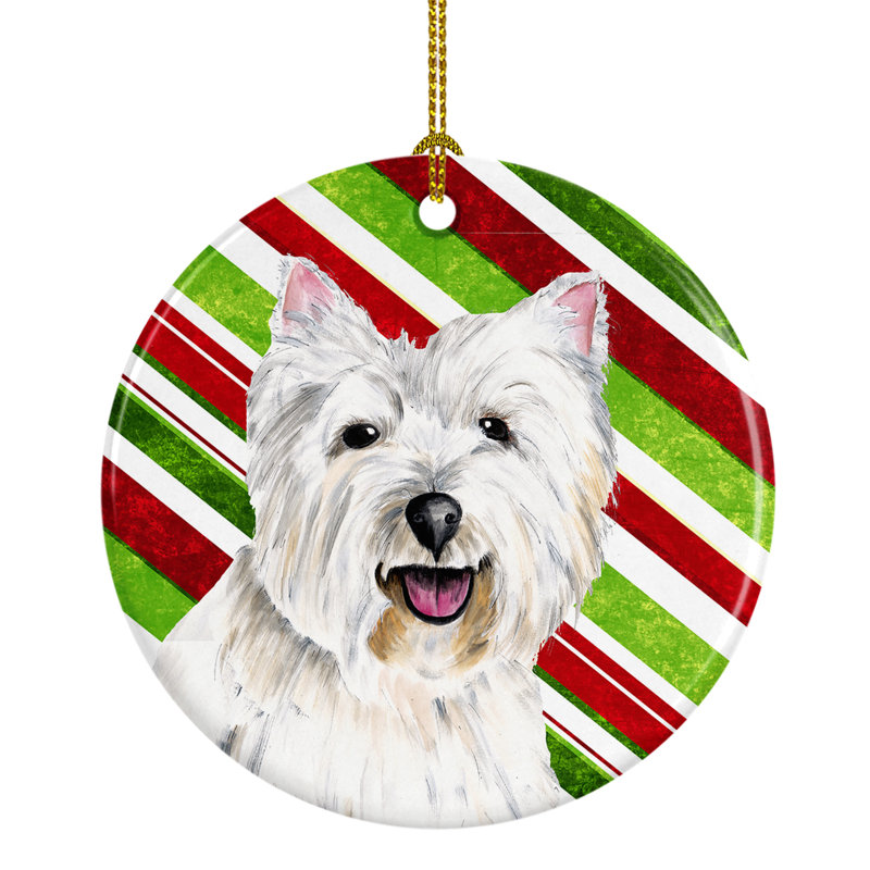 Ornement figurine suspendu en céramique de noël westie