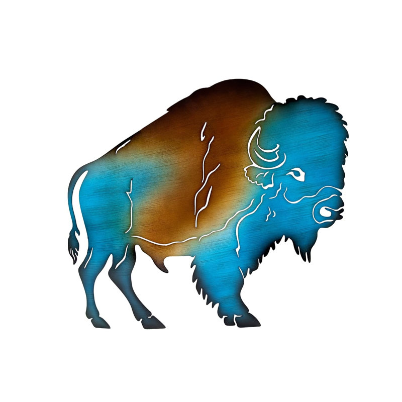 Métal rustique en métal Buffalo / Bison découpe dégradé de couleurs avec crochets prêts à accrocher