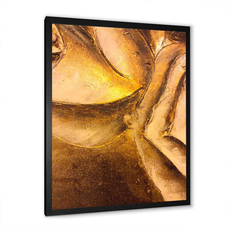 Orange et jaune abstrait - reproduction d'art moderne et contemporaine sur toile, Impression noire sur toile encadrée