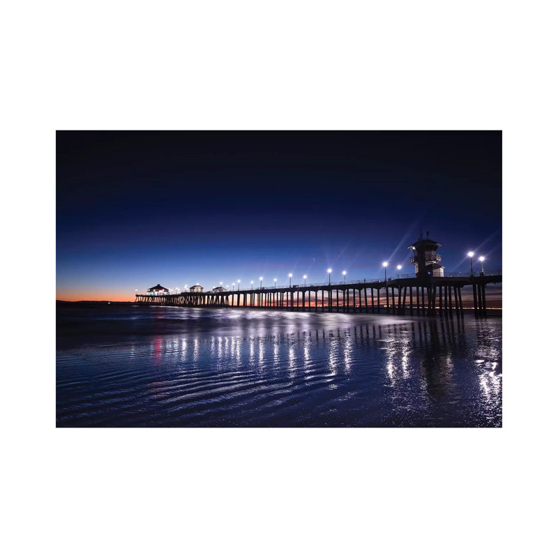 Pier In The Pacific Ocean, Huntington Beach Pier, Huntington Beach, California, USA - Wrapped Canvas Print
