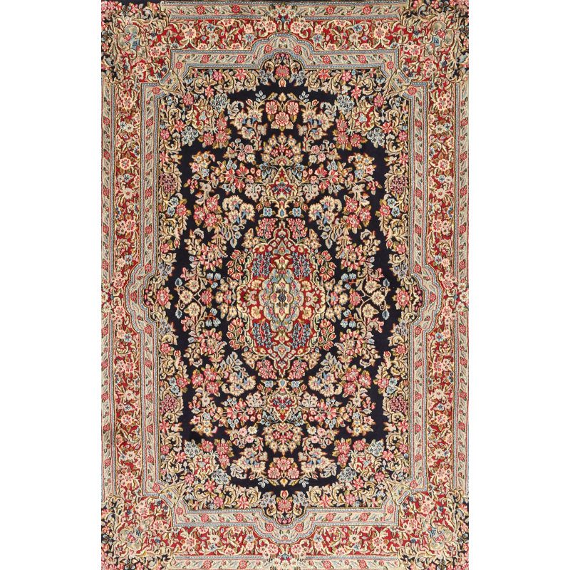 Tapis beige / gris en laine Samiya, Rond 6 pi