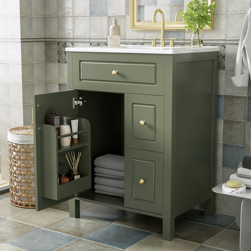 Meuble-lavabo de rangement avec lavabo en céramique, Noir clair