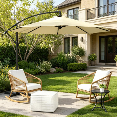 Patio Parasol,Cantilever Tilt Umbrella,Large Outdoor Parasol(Only Umbrella,Not Including Weighted Plates)