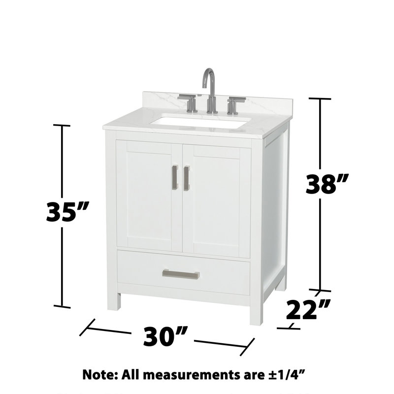 Sheffield 30" Freestanding Single Bathroom Vanity with Quartz Top, Chrome, White, Giotto Quartz