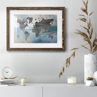 " World Map Blue And Gray "