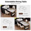 Îlot de cuisine avec table de salle à manger extensible pour 4 à 6 places, îlot de cuisine bicolore avec rangement double, prise de courant, 2 tiroirs, 2 tablettes ouvertes latérales-1435161469