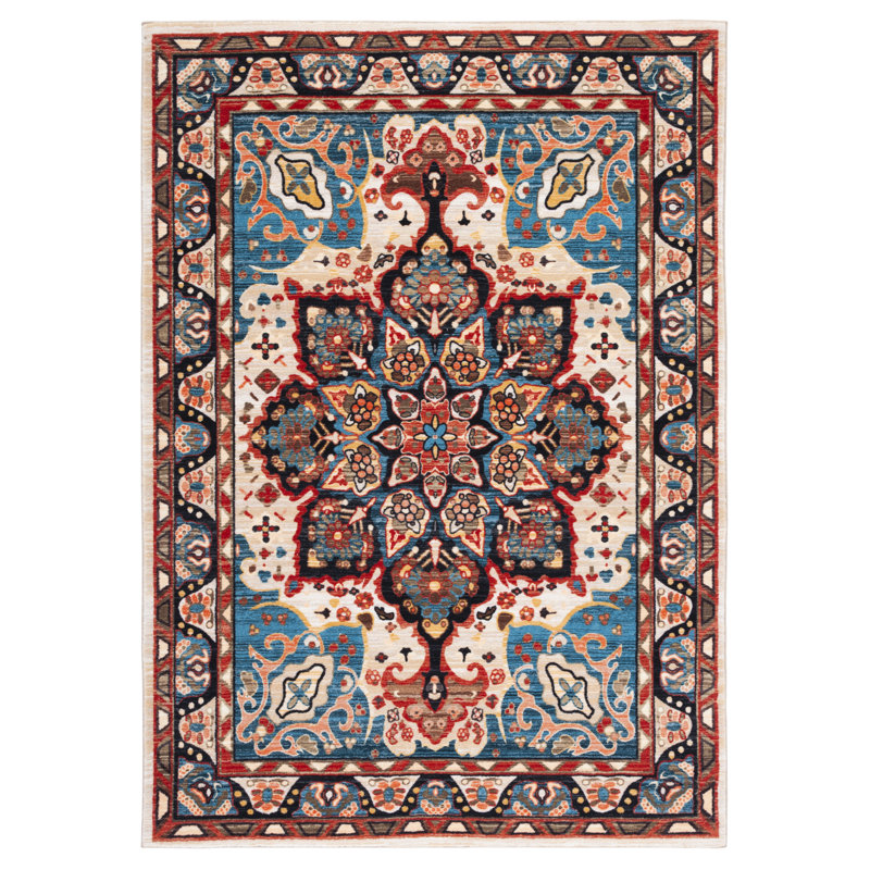 Manado Oriental Blue/Beige Area Rug, Rectangle 8'9" x 12'