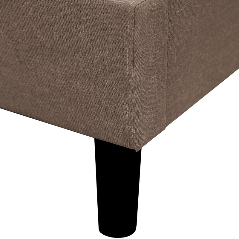 Structure de lit grand moderne brun avec tête de lit tapissier, horizontale et facile à installer dans la chambre à coucher