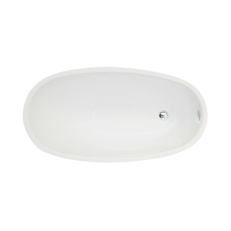 Kingston Brass Aqua Eden 48-Inch Acrylic Oval Single Slipper Freestanding Tub with Drain